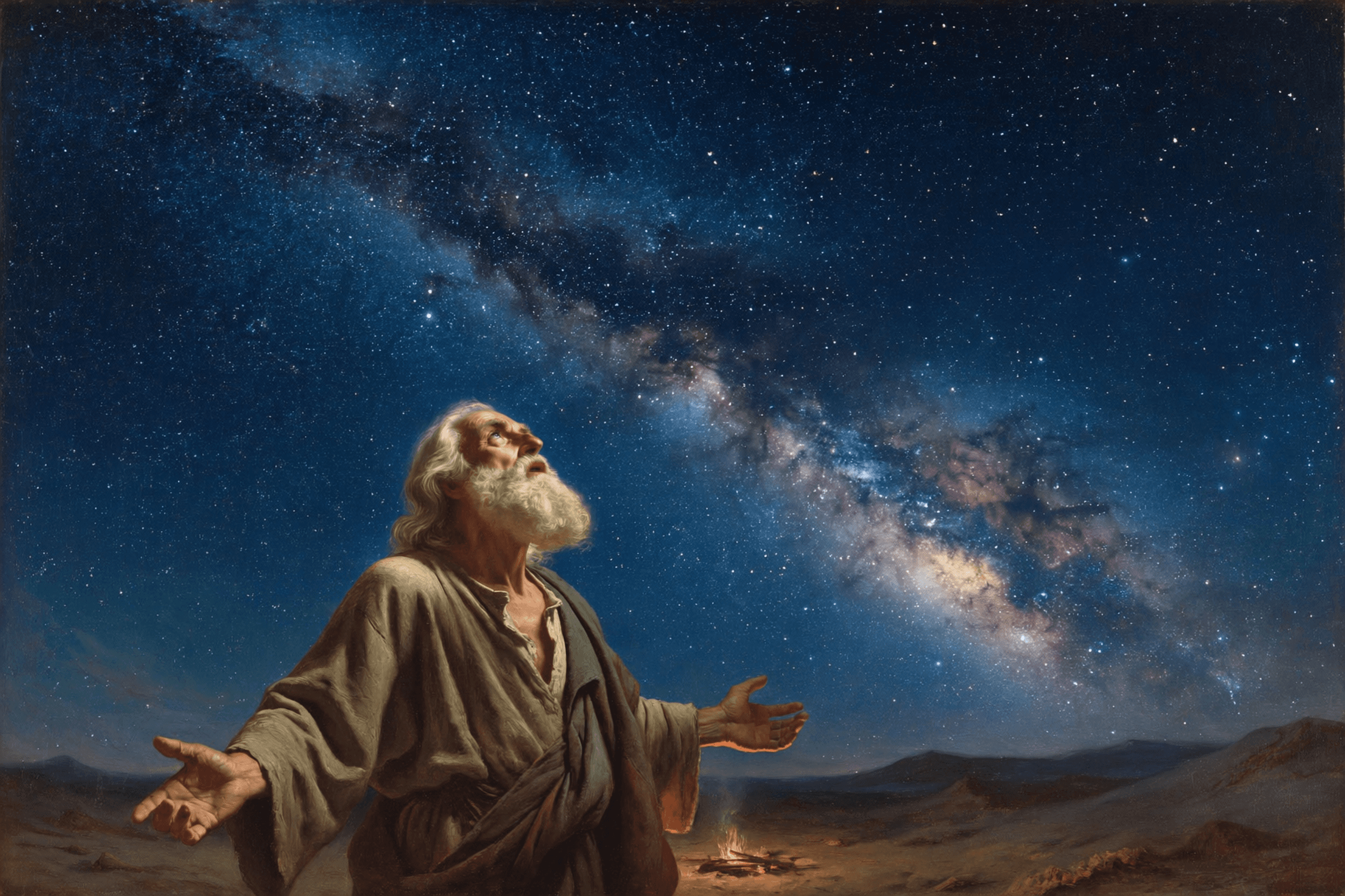Abraham and the Stars — Biblical art print of Israel, original digital painting