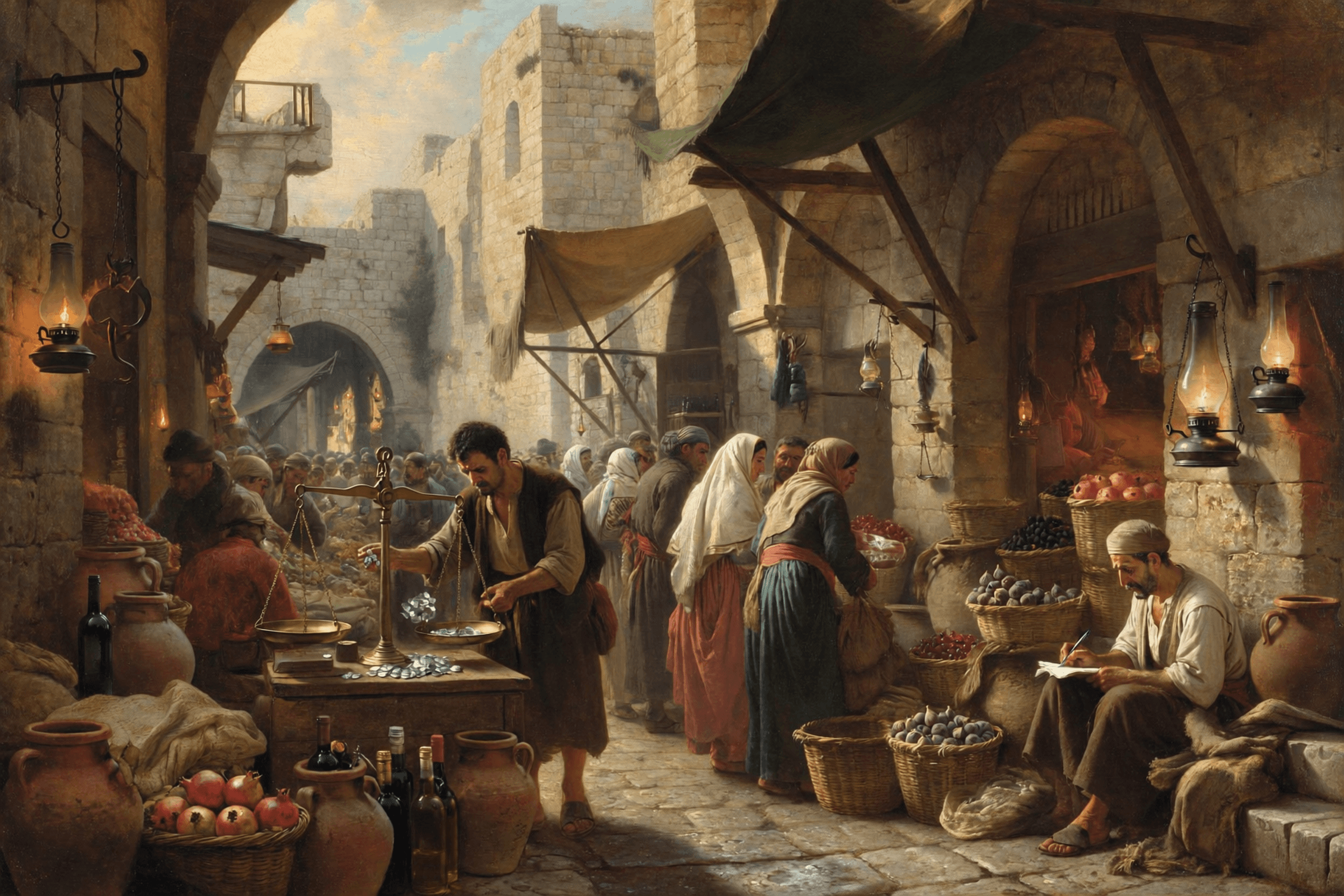 Jerusalem Market — Ancient Jerusalem art print of Israel, original digital painting