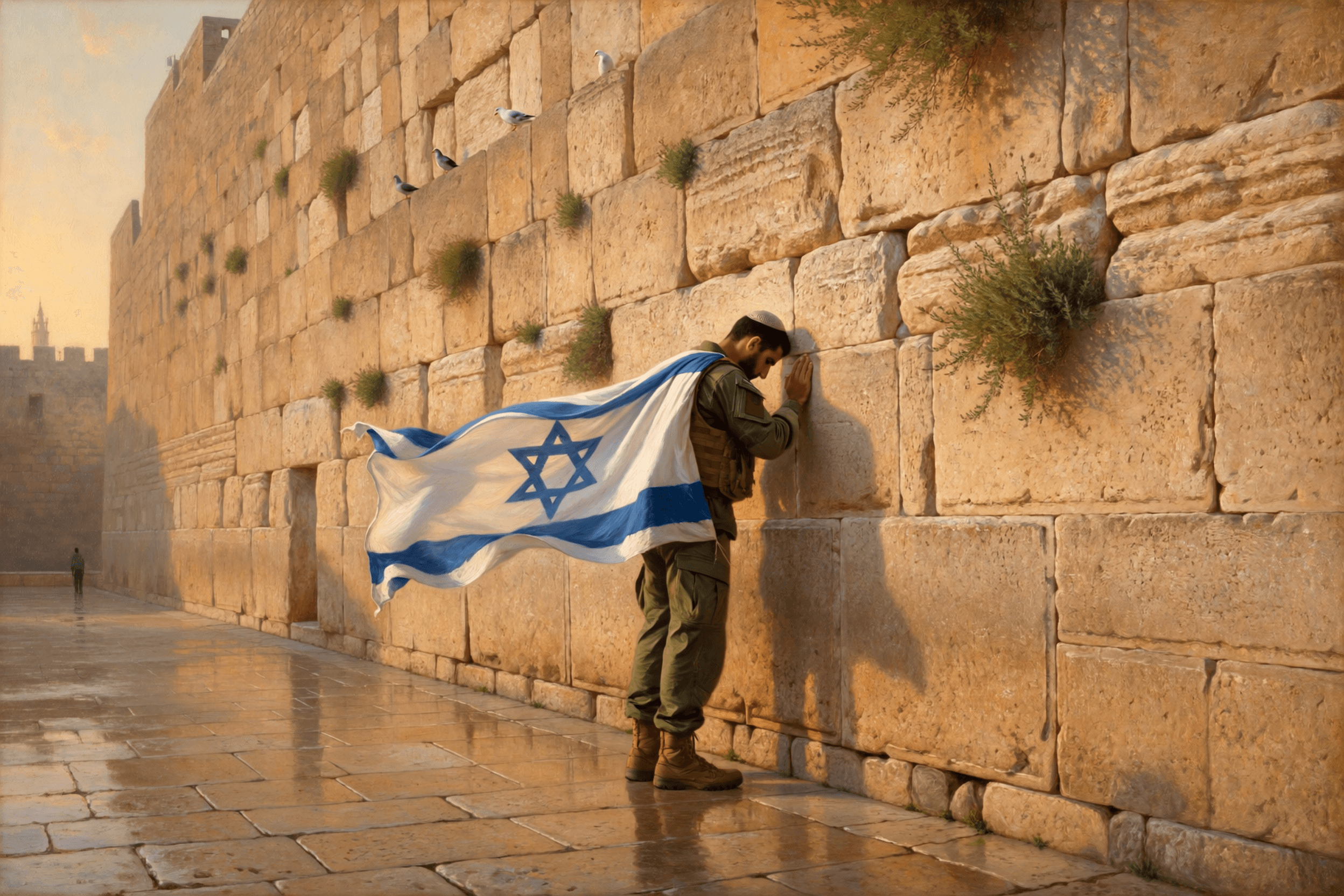 A Soldier's Prayer — Modern Jerusalem art print of Israel, original digital painting